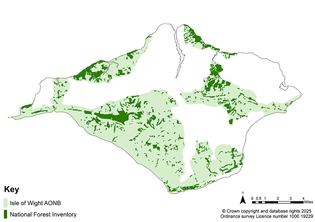Map of Isle of Wight AONB Woodland