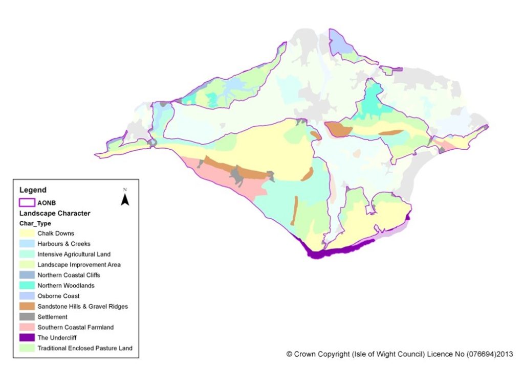 Isle of Wight AONB Landscape Character Type map