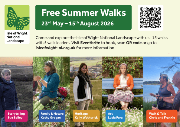 Image of five walk leaders against different landscapes with the title Free Summer Walks